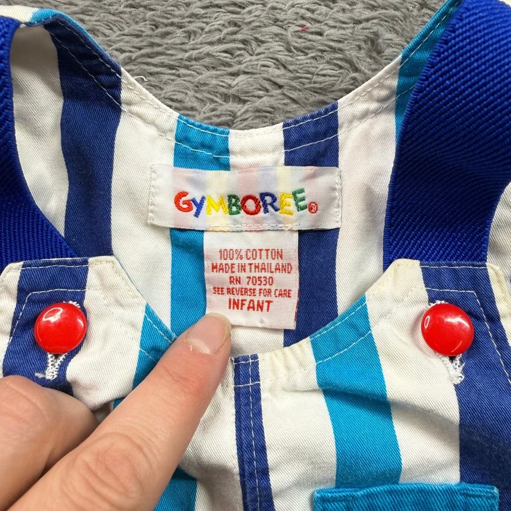 Vintage Gymboree Bumble Romper Blue & White Stripe Fish Bubble Romper
